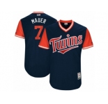 Men's 2017 Little League World Series Twins Joe Mauer #7 Mauer Navy Jersey