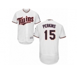 Men's Majestic Minnesota Twins #15 Glen Perkins White Flexbase Authentic Collection MLB Jersey