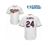 Men's Majestic Minnesota Twins #24 Trevor Plouffe Authentic White Home Cool Base MLB Jersey