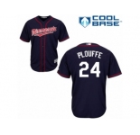 Men's Majestic Minnesota Twins #24 Trevor Plouffe Replica Navy Blue Alternate Road Cool Base MLB Jersey