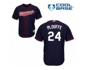 Men's Majestic Minnesota Twins #24 Trevor Plouffe Replica Navy Blue Alternate Road Cool Base MLB Jersey