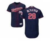 Men's Majestic Minnesota Twins #28 Bert Blyleven Navy Blue Flexbase Authentic Collection MLB Jersey