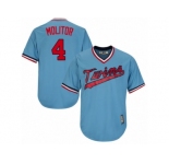Men's Majestic Minnesota Twins #4 Paul Molitor Authentic Light Blue Cooperstown MLB Jersey