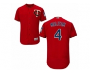 Men's Majestic Minnesota Twins #4 Paul Molitor Scarlet Flexbase Authentic Collection MLB Jersey