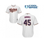 Men's Majestic Minnesota Twins #45 Phil Hughes Authentic White Home Cool Base MLB Jersey