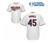 Men's Majestic Minnesota Twins #45 Phil Hughes Authentic White Home Cool Base MLB Jersey