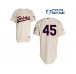 Men's Majestic Minnesota Twins #45 Phil Hughes Replica Cream Alternate Cool Base MLB Jersey