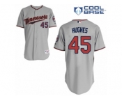 Men's Majestic Minnesota Twins #45 Phil Hughes Replica Grey Road Cool Base MLB Jersey