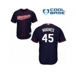 Men's Majestic Minnesota Twins #45 Phil Hughes Replica Navy Blue Alternate Road Cool Base MLB Jersey