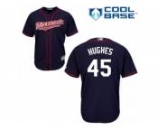 Men's Majestic Minnesota Twins #45 Phil Hughes Replica Navy Blue Alternate Road Cool Base MLB Jersey