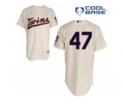 Men's Majestic Minnesota Twins #47 Ricky Nolasco Replica Cream Alternate Cool Base MLB Jersey