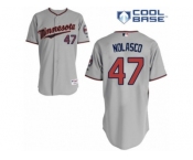 Men's Majestic Minnesota Twins #47 Ricky Nolasco Replica Grey Road Cool Base MLB Jersey