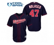 Men's Majestic Minnesota Twins #47 Ricky Nolasco Replica Navy Blue Alternate Road Cool Base MLB Jersey