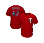 Men's Majestic Minnesota Twins #47 Ricky Nolasco Replica Scarlet Alternate Cool Base MLB Jersey