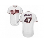 Men's Majestic Minnesota Twins #47 Ricky Nolasco White Flexbase Authentic Collection MLB Jersey