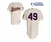 Men's Majestic Minnesota Twins #49 Kevin Jepsen Replica Cream Alternate Cool Base MLB Jersey