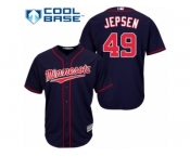 Men's Majestic Minnesota Twins #49 Kevin Jepsen Replica Navy Blue Alternate Road Cool Base MLB Jersey