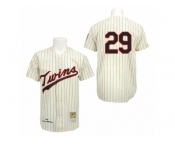 Men's Mitchell and Ness 1969 Minnesota Twins #29 Rod Carew Replica Cream Throwback MLB Jersey