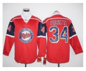 Minnesota Twins #34 Kirby Puckett Red Long Sleeve Stitched Baseball Jersey