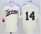 Mitchell And Ness 1969 Minnesota Twins #14 Kent Hrbek Cream Strip Throwback Stitched MLB Jersey