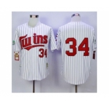 Mitchell And Ness Minnesota Twins #34 Kirby Puckett White(Blue Strip) Throwback Stitched MLB Jersey