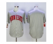 Mitchell And Ness Minnesota Twins Blank Grey Strip Throwback Stitched Baseball Jersey
