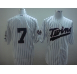 mlb Minnesota Twins #7 mauer 50th white(blue strip)