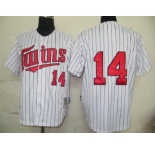 mlb jersey minnesota twins #14 hrbek m&n white[black strip]