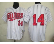 mlb jersey minnesota twins #14 hrbek m&n white[black strip]
