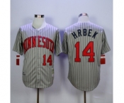 mlb jerseys minnesota twins #14 hrbek grey(black strip)[1987 m&n]