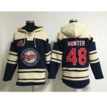 mlb jerseys minnesota twins #48 hunter blue[hunter][pullover hooded sweatshirt]