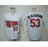 mlb jerseys minnesota twins #53 blackburn white(blue strip)