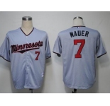 mlb jerseys minnesota twins #7 mauer grey[2011 minnesota]