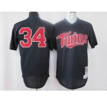 mlb mesh batting practice jersey minnesota twins #34 puckett m&n black