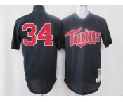 mlb mesh batting practice jersey minnesota twins #34 puckett m&n black