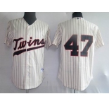 mlb minnesota twins #47 liriano cream