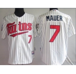mlb minnesota twins #7 mauer white(blue strip)2010