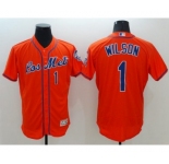 Men New York Mets #1 Mookie Wilson Majestic Orange Flexbase Authentic Collection Player Jersey