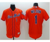 Men New York Mets #1 Mookie Wilson Majestic Orange Flexbase Authentic Collection Player Jersey