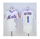Men New York Mets #1 Mookie Wilson Majestic White Alternate Flexbase Authentic Collection Player Jersey