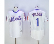 Men New York Mets #1 Mookie Wilson Majestic White Alternate Flexbase Authentic Collection Player Jersey