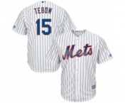 Men New York Mets #15 Tim Tebow Majestic White Home Cool Base Player Jersey