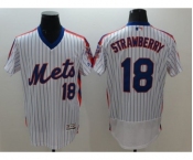 Men New York Mets #18 Darryl Strawberry Majestic White Alternate Flexbase Authentic Collection Player Jersey