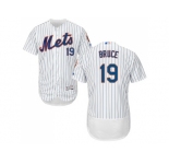 Men New York Mets #19 Jay Bruce White(Blue Strip) Flexbase Authentic Collection Stitched MLB Jersey