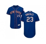 Men New York Mets #23 Adrian Gonzalez Blue(Grey NO.) Flexbase Authentic Collection Stitched MLB Jersey