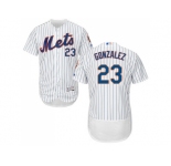 Men New York Mets #23 Adrian Gonzalez White(Blue Strip) Flexbase Authentic Collection Stitched MLB Jersey