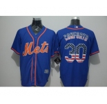 Men New York Mets #30 Michael Conforto Blue USA Flag Fashion Cool Base Jersey