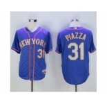 Men New York Mets #31 Mike Piazza Blue(Grey NO.) Alternate Road 2016 Hall Of Fame Patch Stitched Baseba