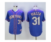 Men New York Mets #31 Mike Piazza Blue(Grey NO.) Alternate Road 2016 Hall Of Fame Patch Stitched Baseba