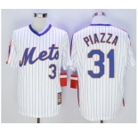 Men New York Mets #31 Mike Piazza Majestic White Cool Base Cooperstown Collection Player Jersey